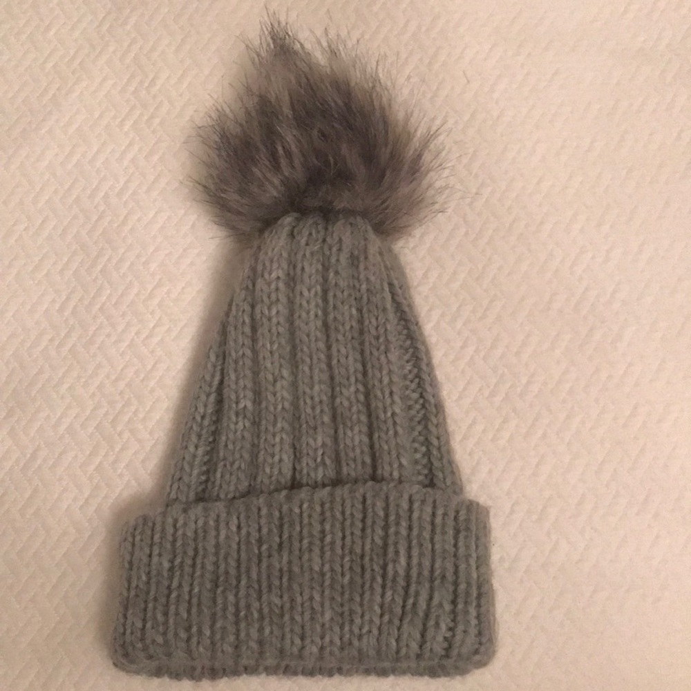 Gray Topshop winter hat with Pom Pom